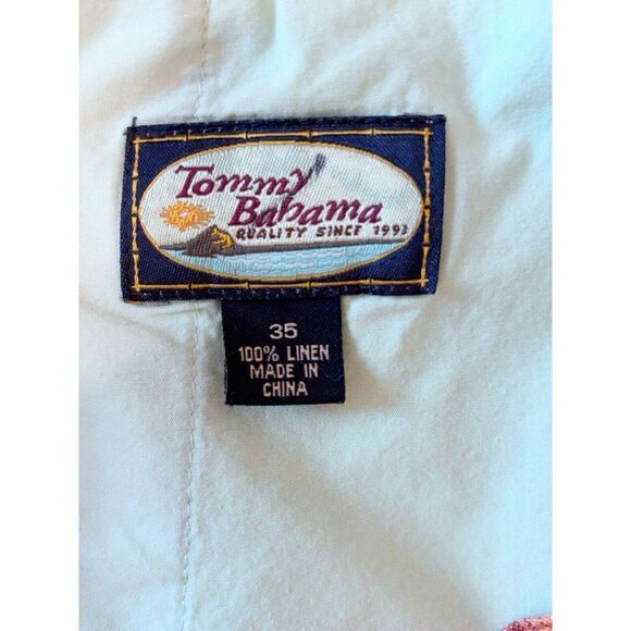 Tommy Bahama Relax Orange Plaid 100% Linen Flat Front Shorts Size 35 - Picture 3 of 8